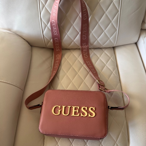 Guess Handbags - GUESS Dusty Rose Crossbody Bag Pink Gold Logo Strap New With Tags